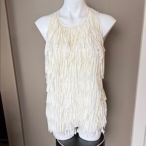 Ann Taylor White Tiered Fringe Sleeveless
Top Size 10
